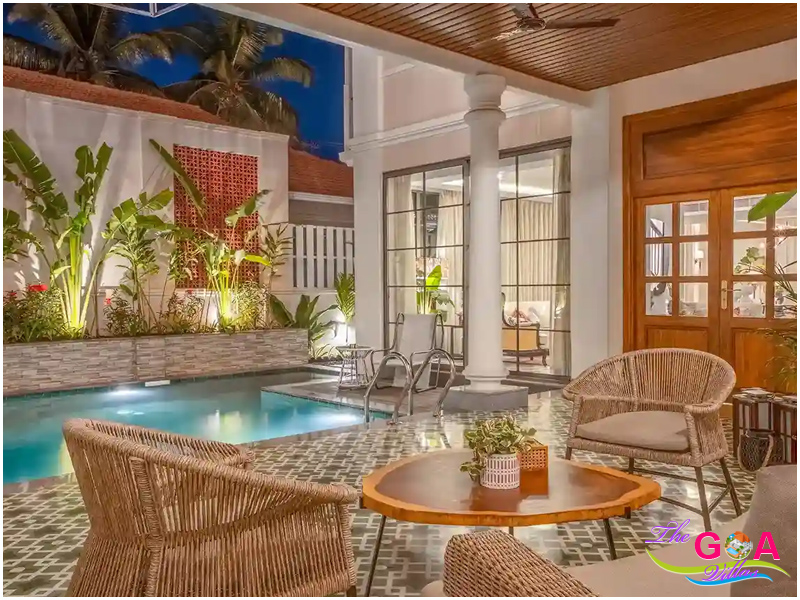 6 bedroom villa Siolim for rent Heliconia Villa